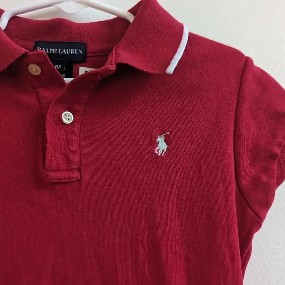 Vtg Ralph Lauren Polo Dress Girls 6x Red Classic Preppy